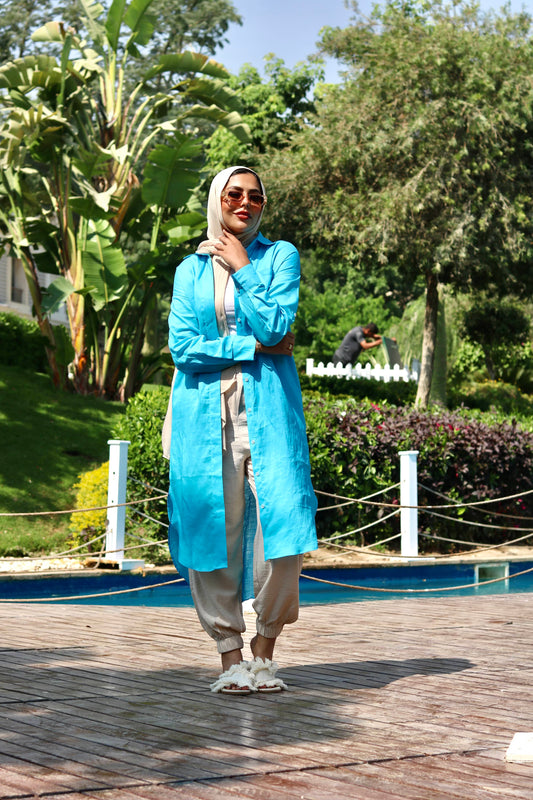 Turquoise linen shirt