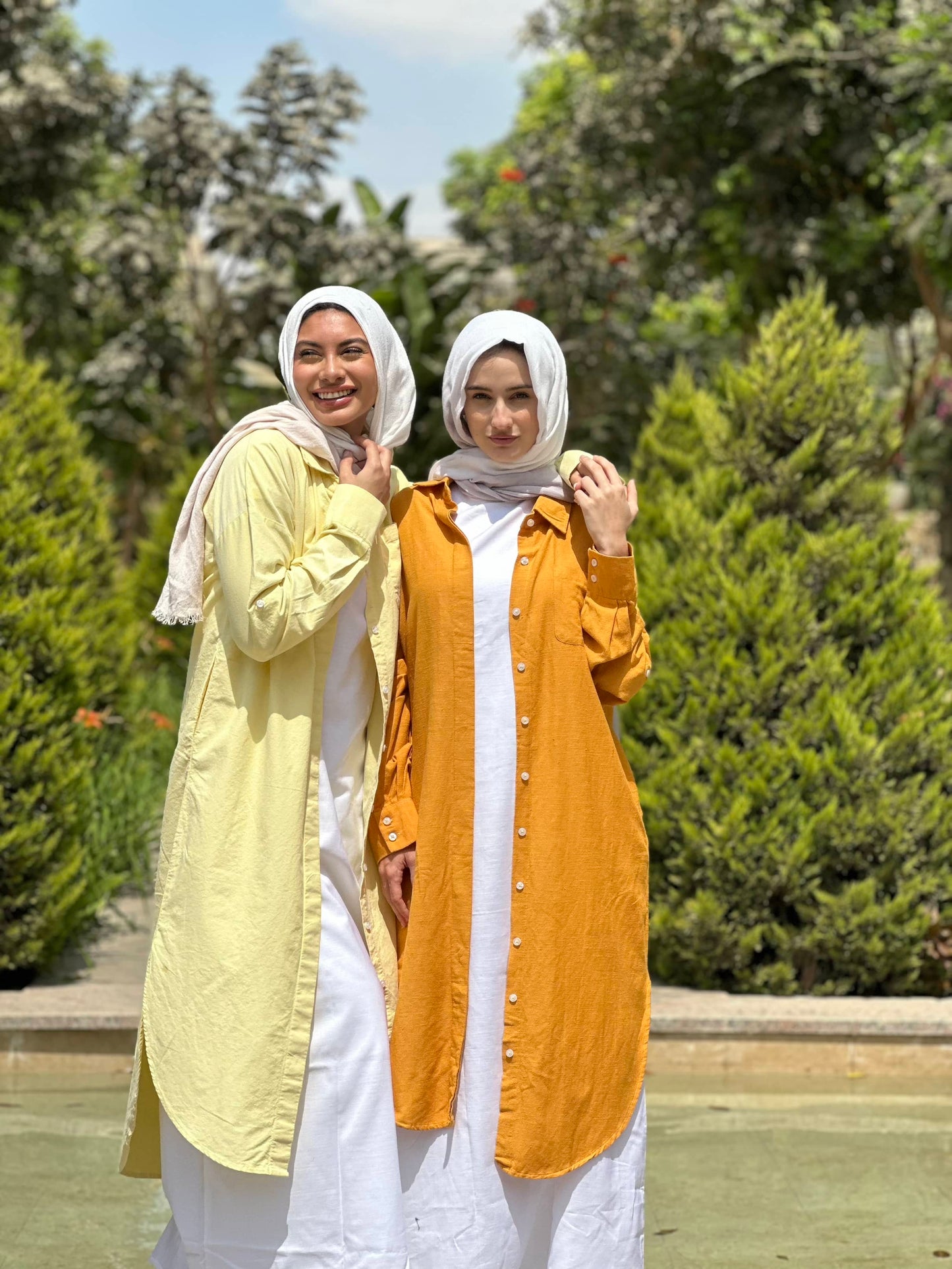 Linen cotton-shirt in ( yellow )