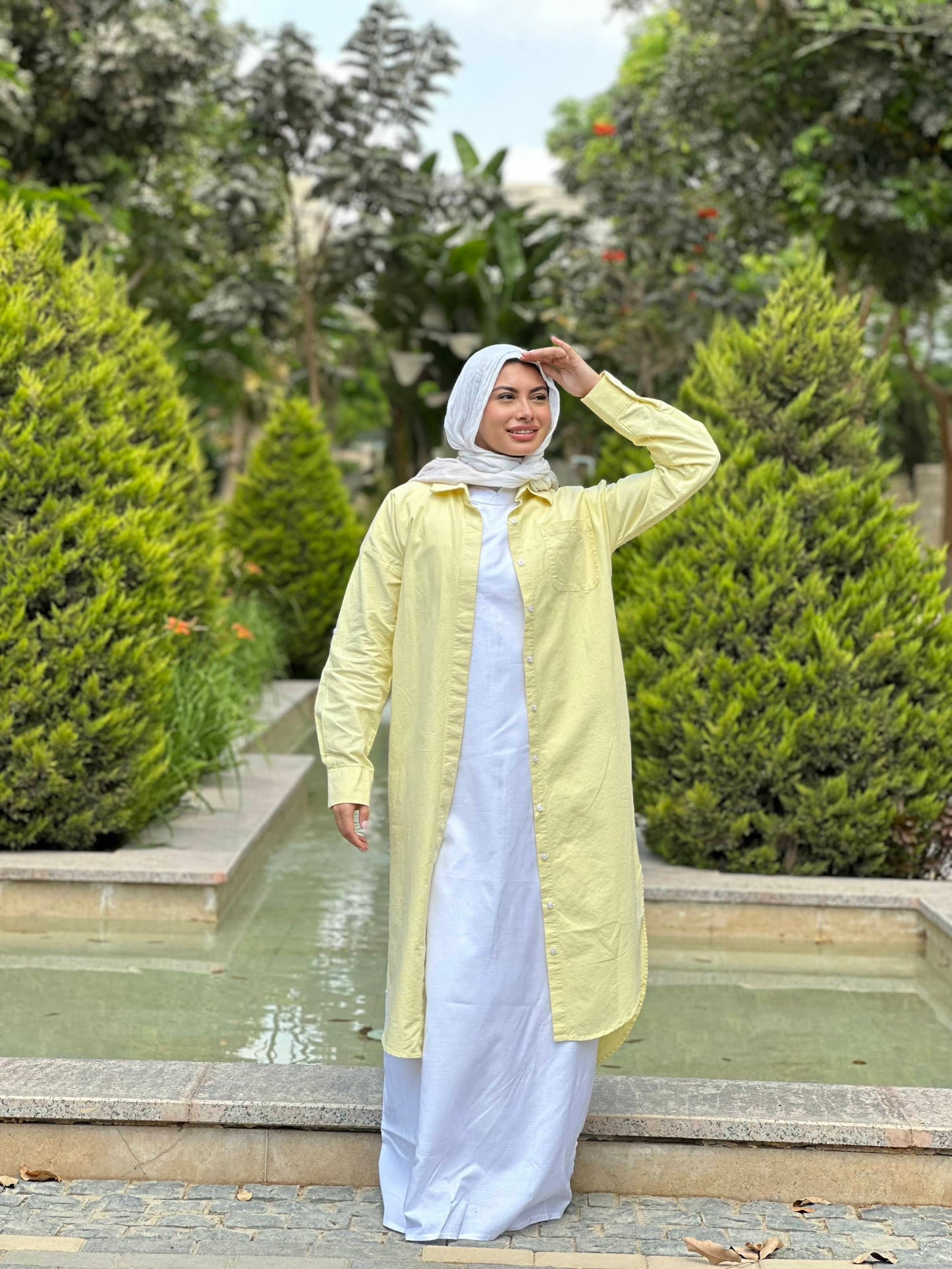 Linen cotton-shirt in ( yellow )