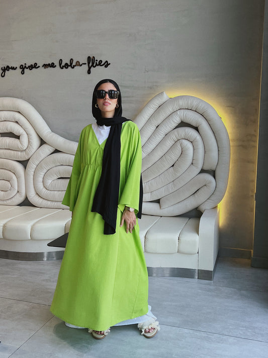 Boho linen dress ( Apple green )
