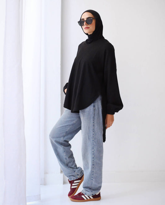 Ava heavy black cotton shirt