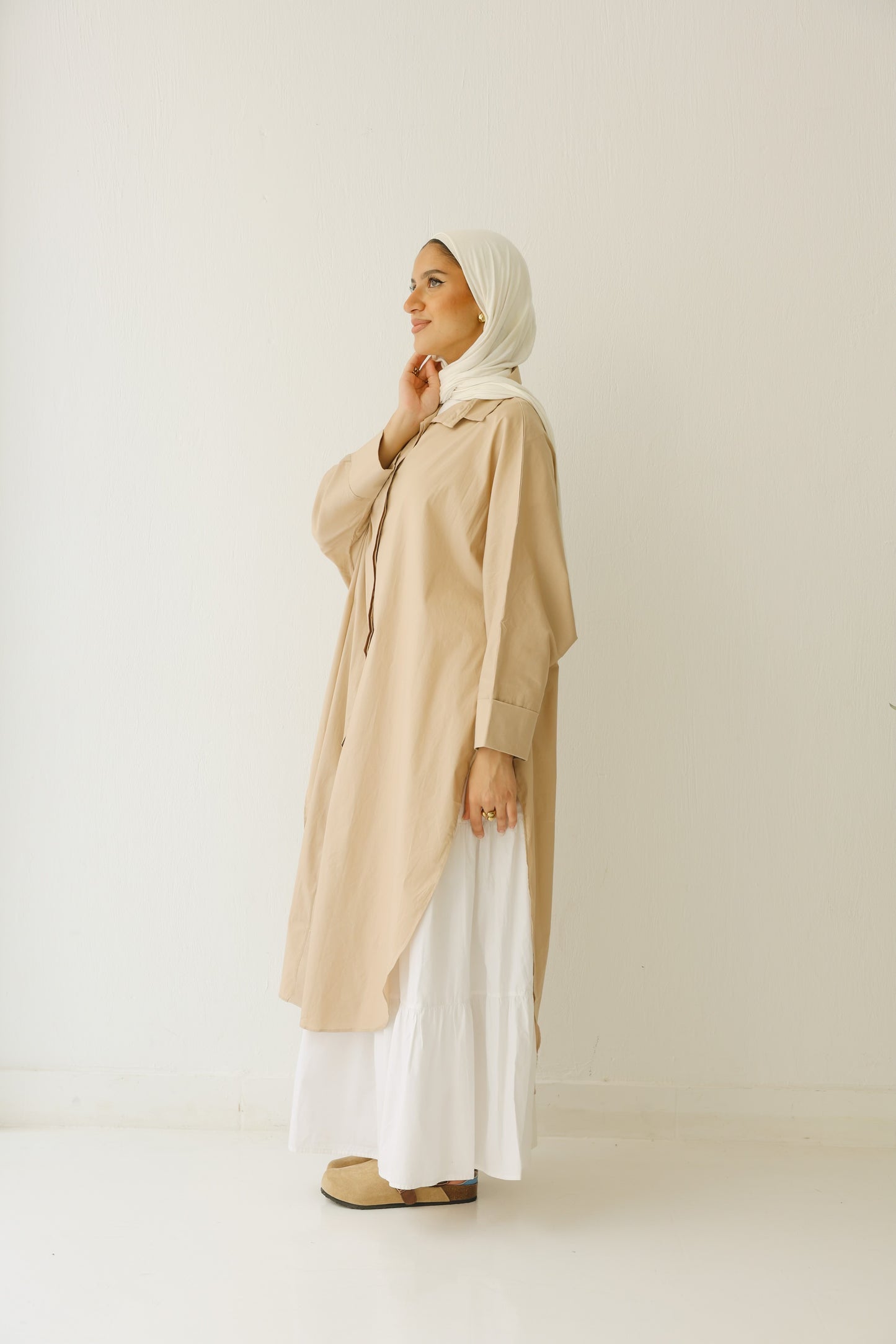 Wrapped oversized shirt ( beige )