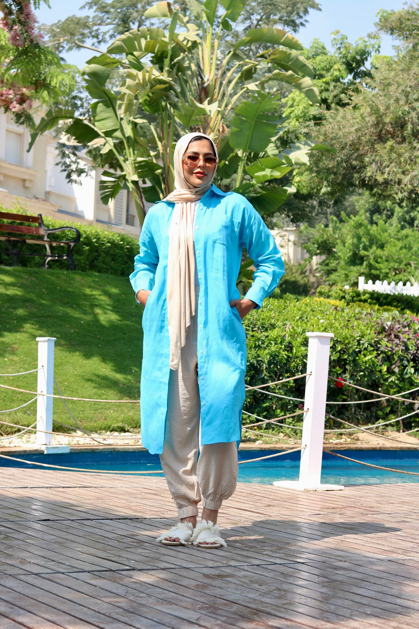 Turquoise linen shirt