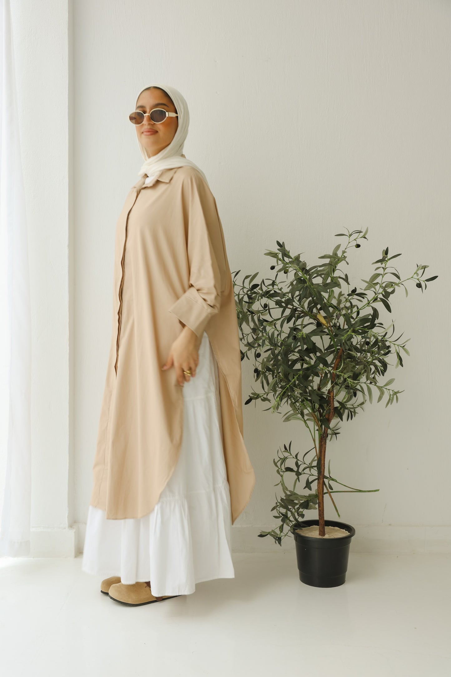 Wrapped oversized shirt ( beige )