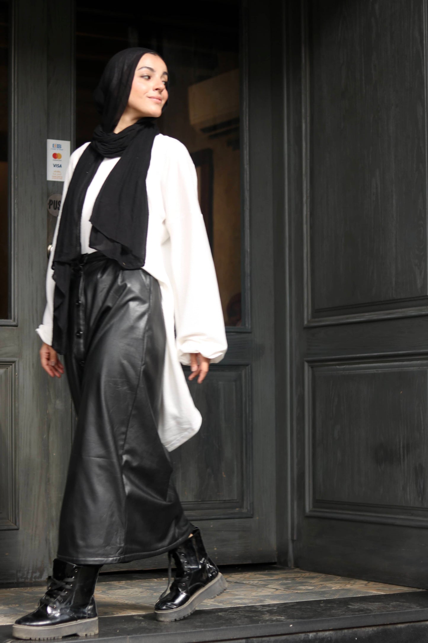 Black leather skirt