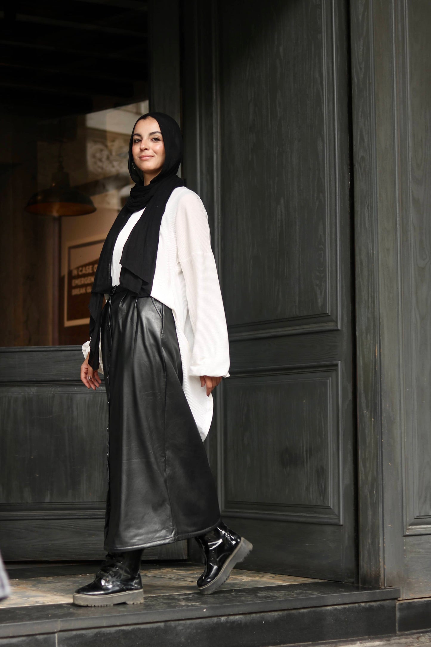 Black leather skirt