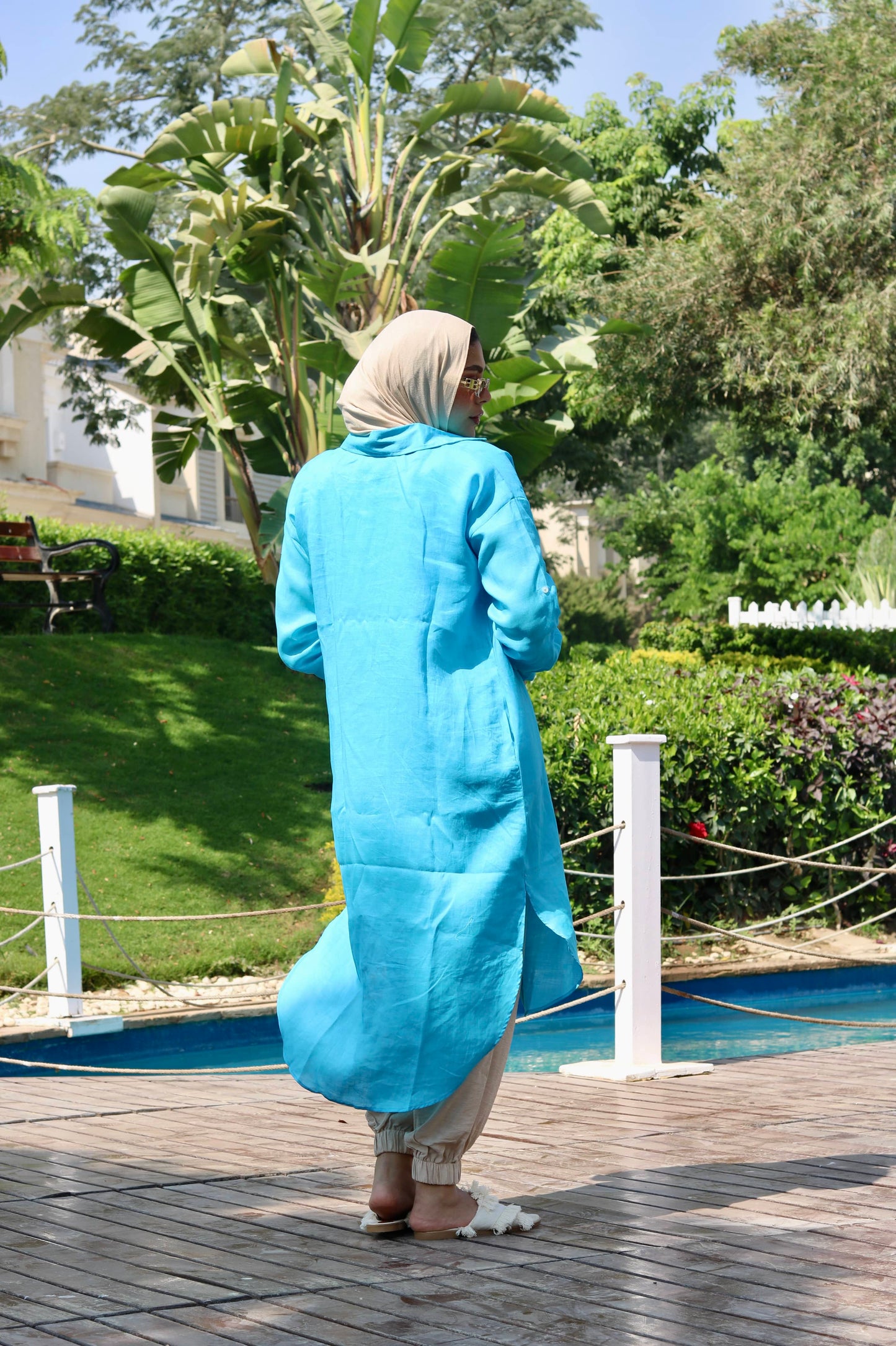 Turquoise linen shirt