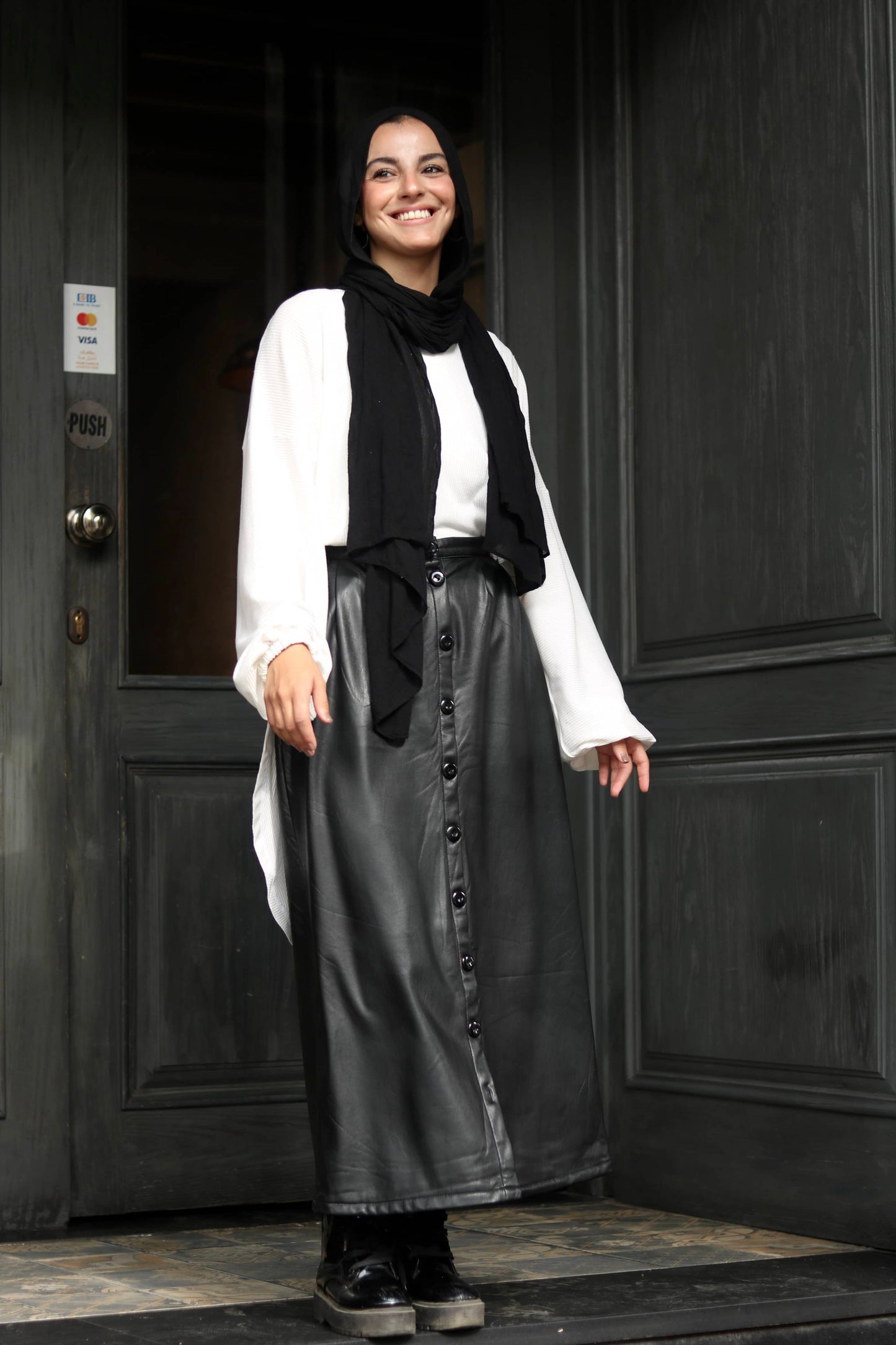Black leather skirt