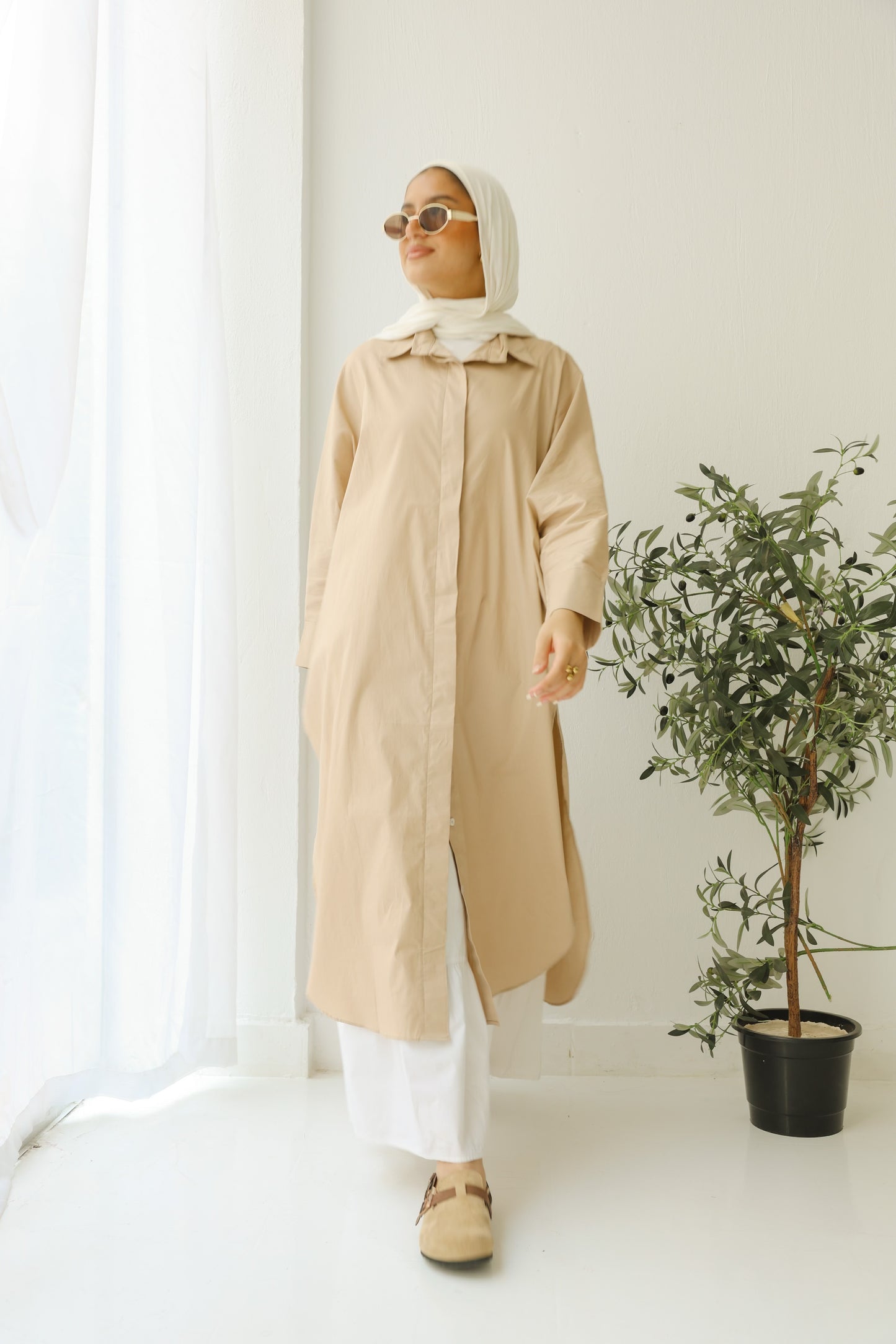 Wrapped oversized shirt ( beige )
