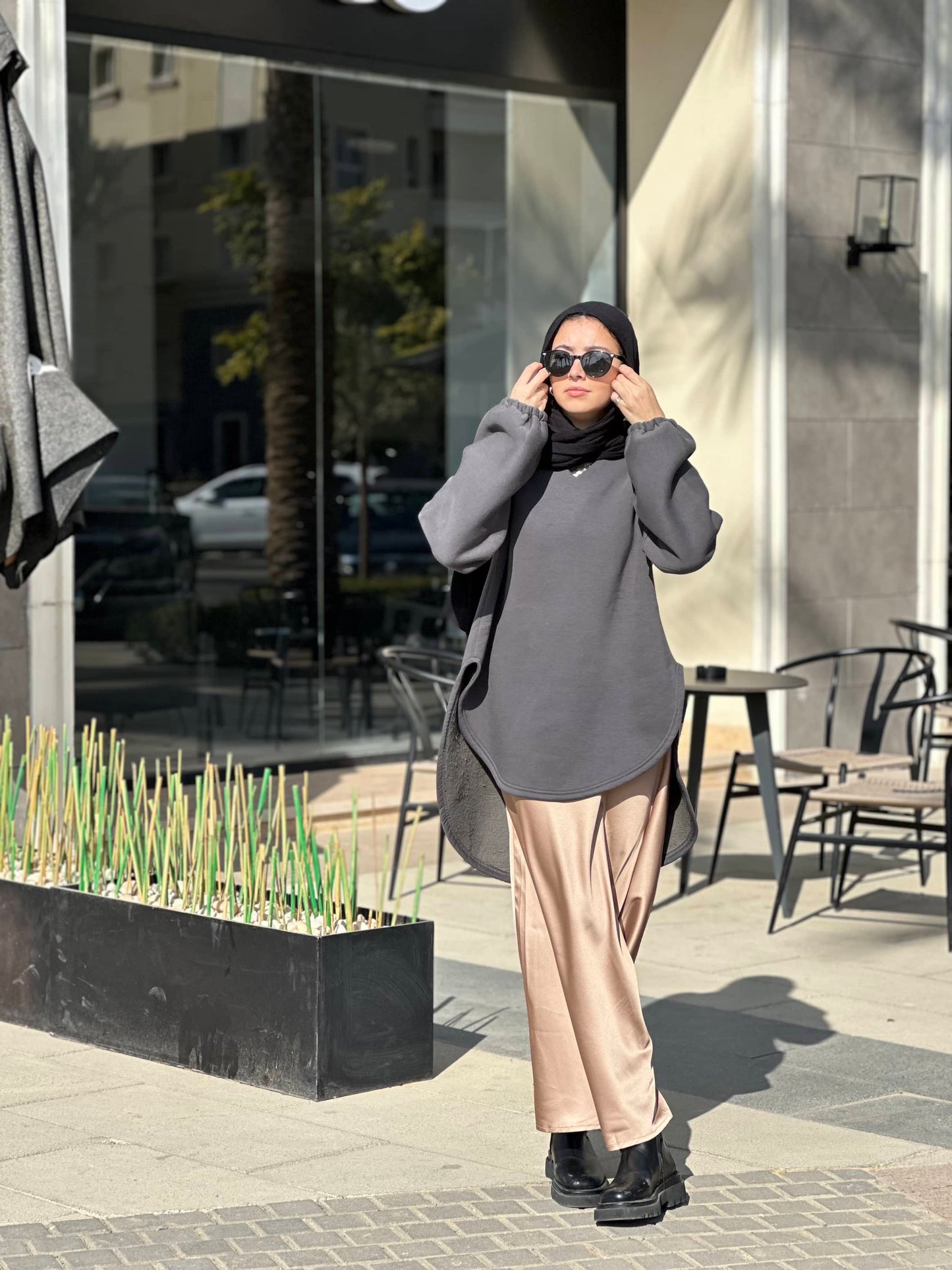 Satin Maxi Skirt in Champagne