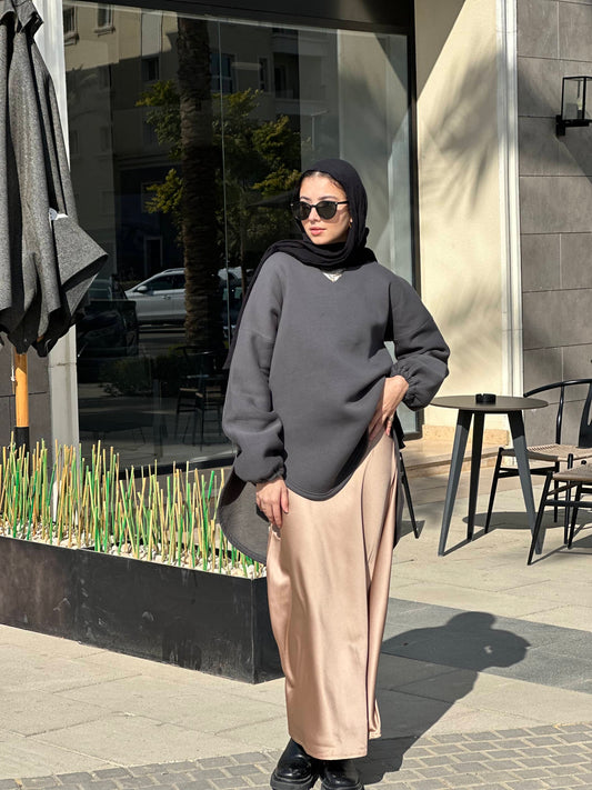 Satin Maxi Skirt in Champagne