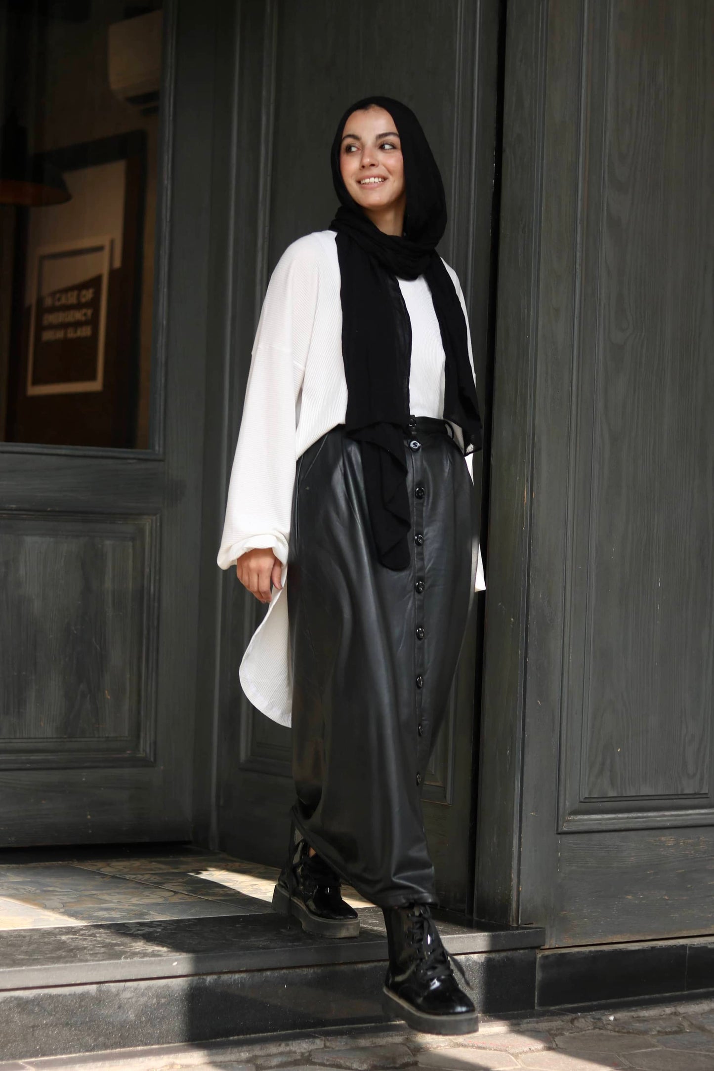 Black leather skirt