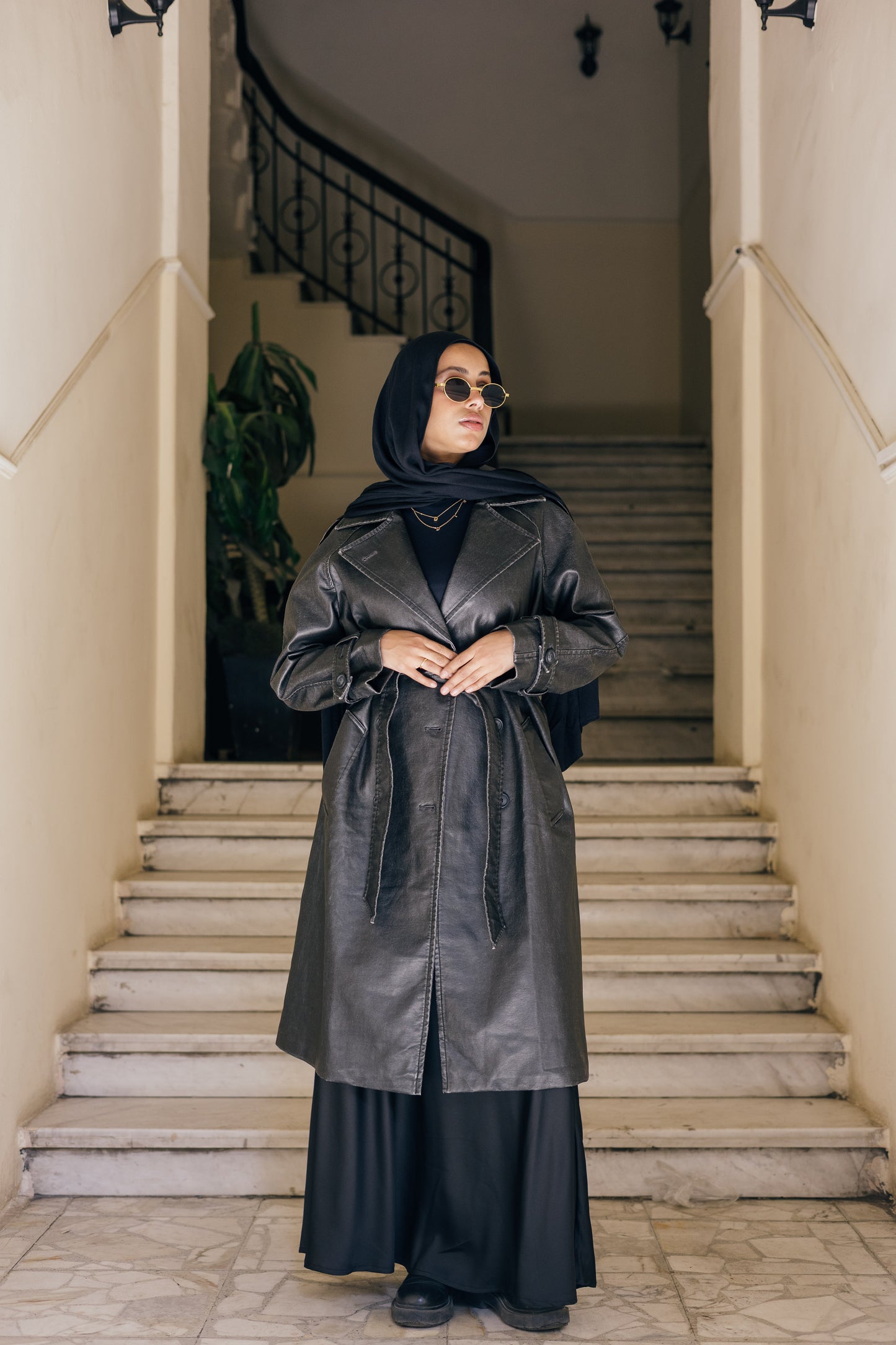 Classic Leather Trench Coat