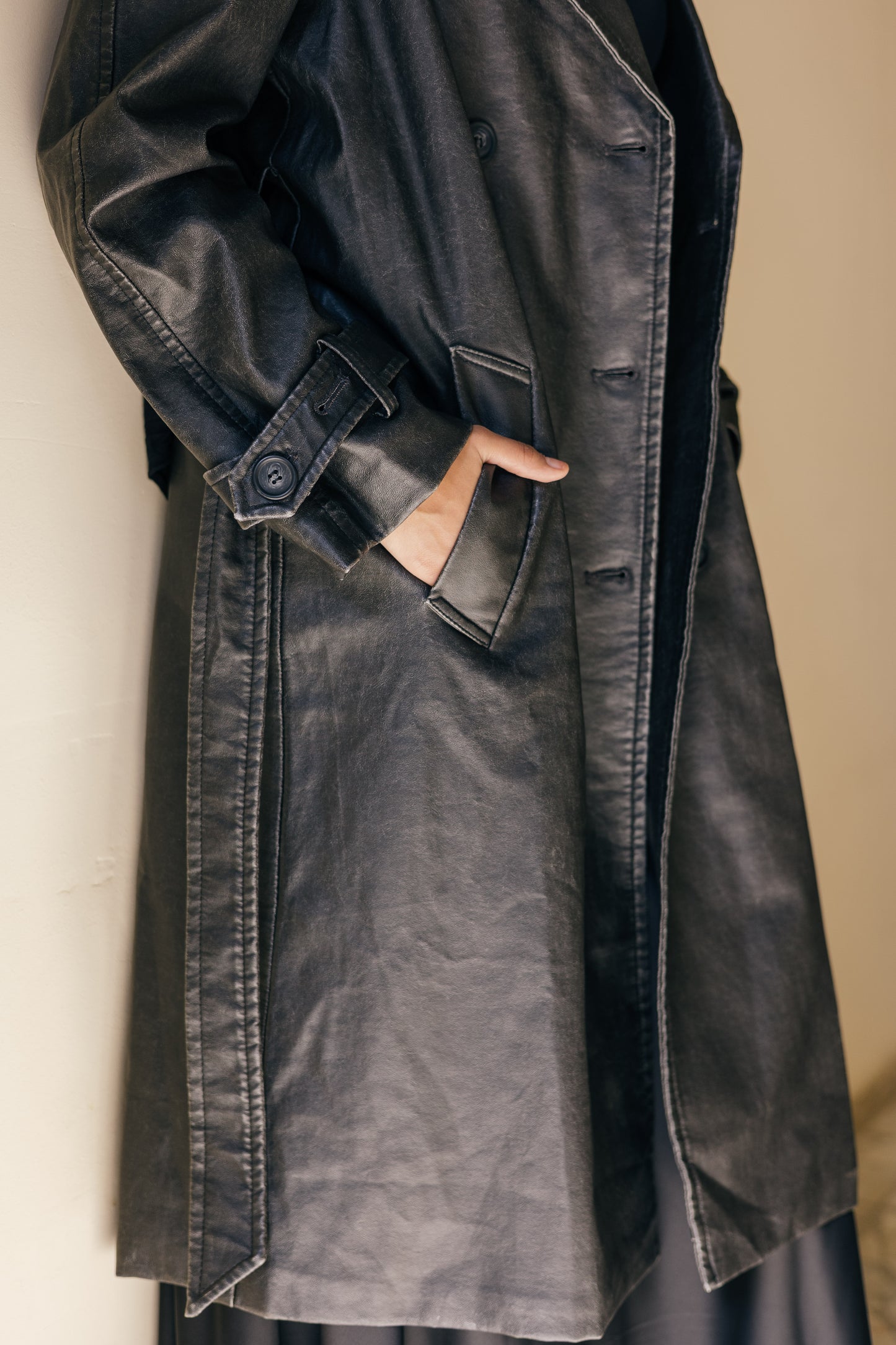 Classic Leather Trench Coat