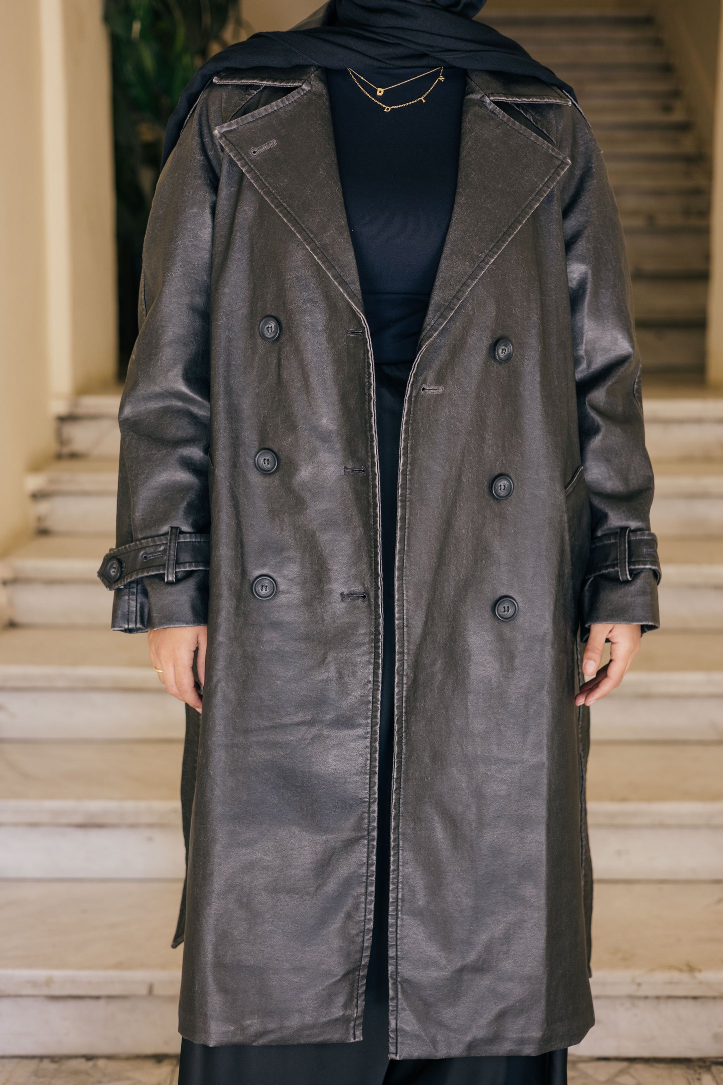 Classic Leather Trench Coat