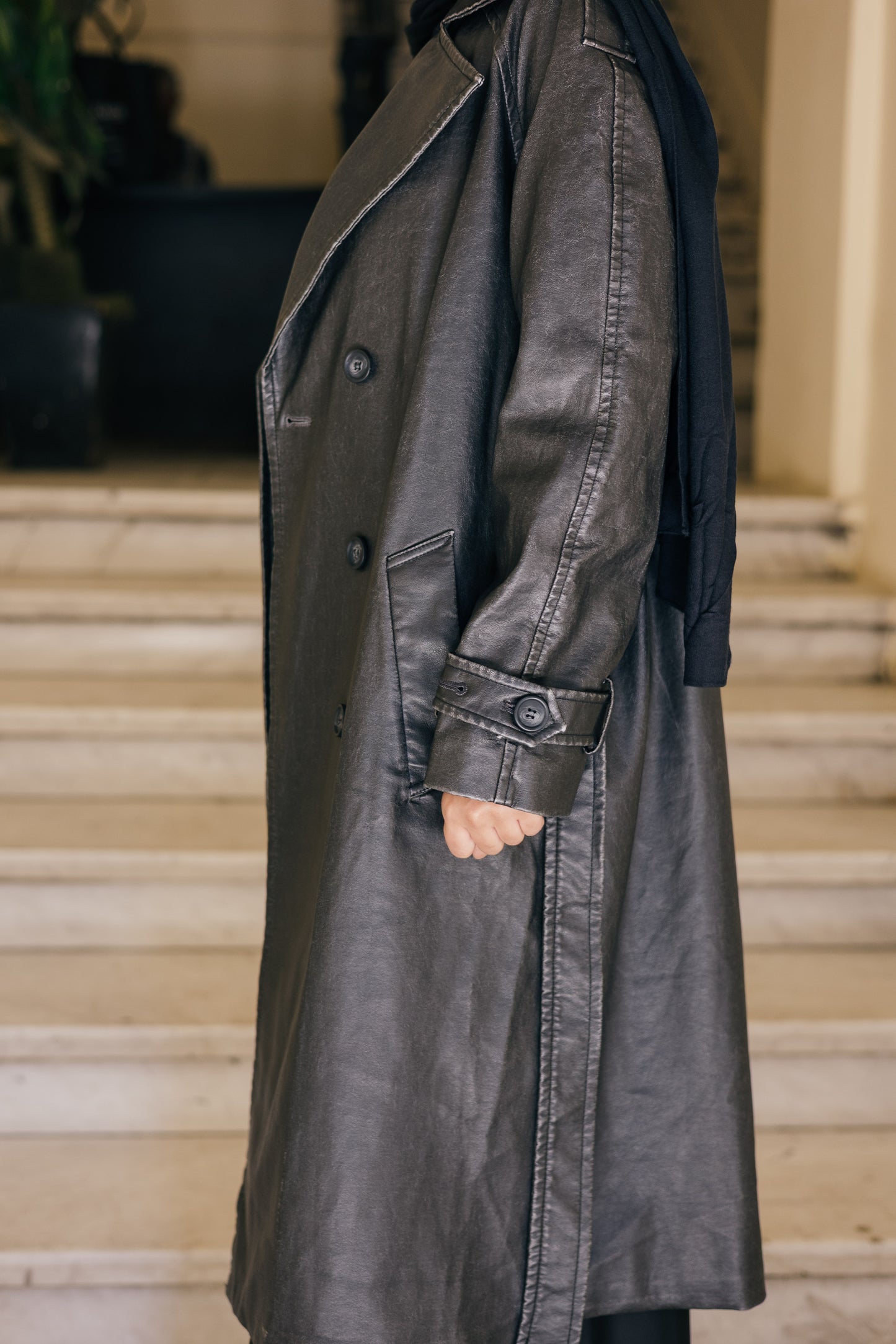Classic Leather Trench Coat