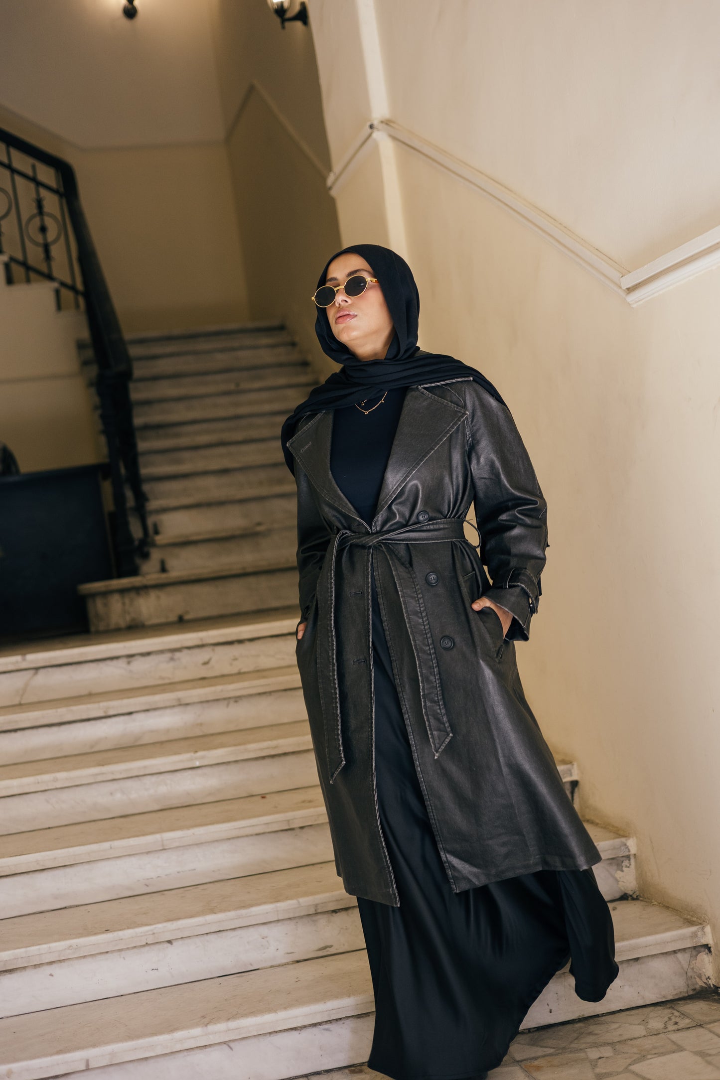 Classic Leather Trench Coat