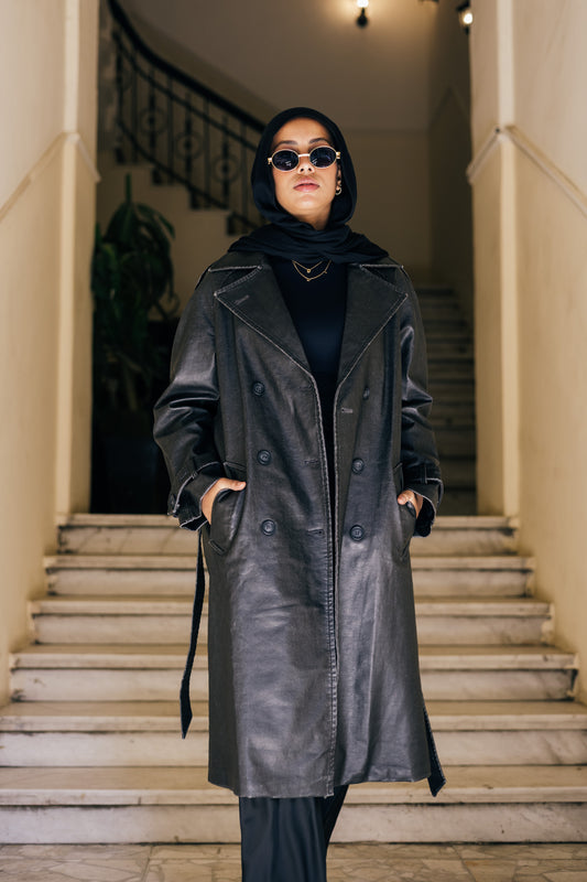 Classic Leather Trench Coat