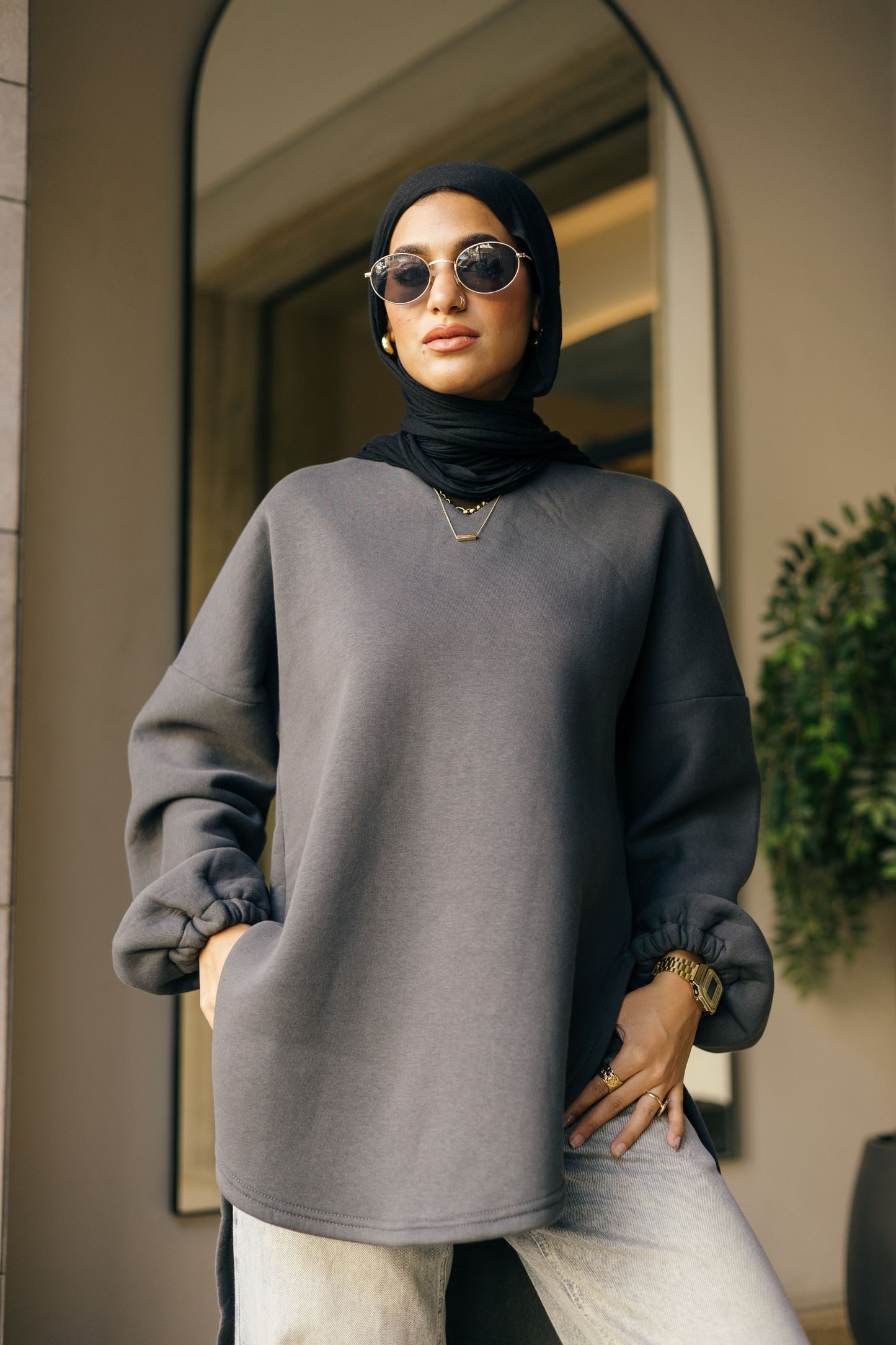 Ava heavy grey cotton shirt