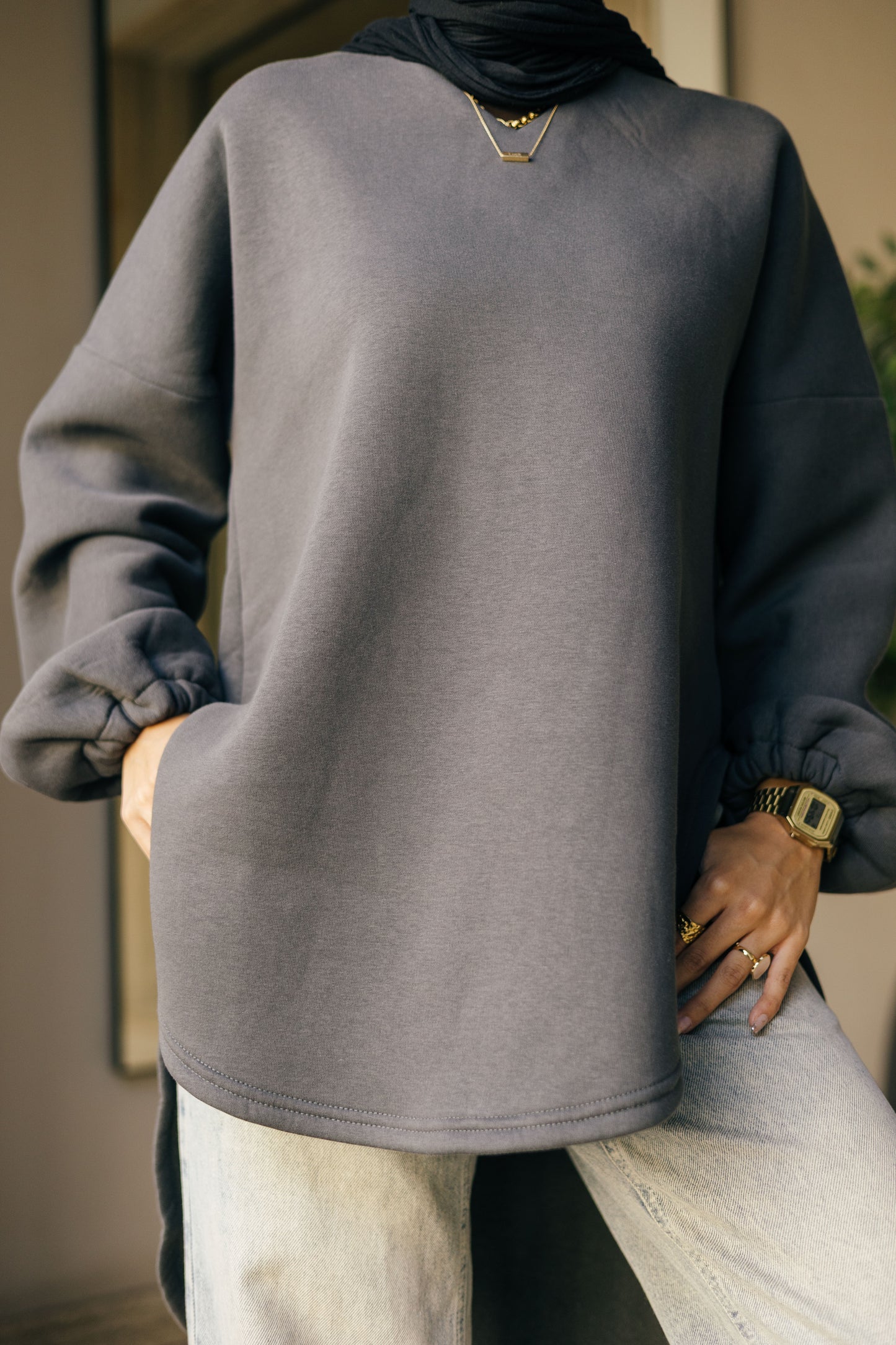 Ava heavy grey cotton shirt