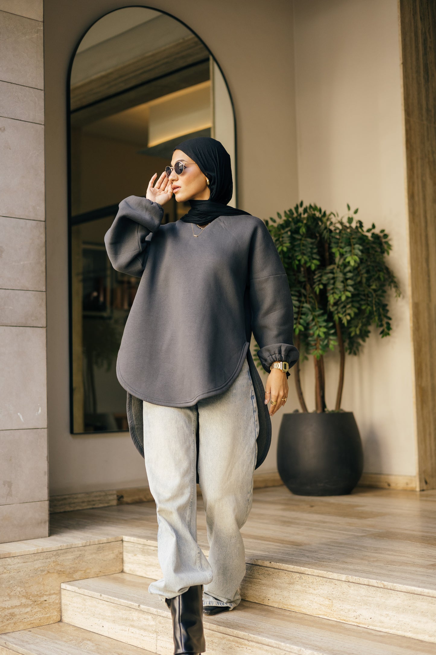 Ava heavy grey cotton shirt