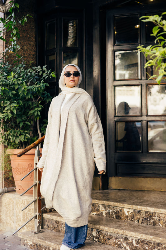 Beige Oversized Cardigan