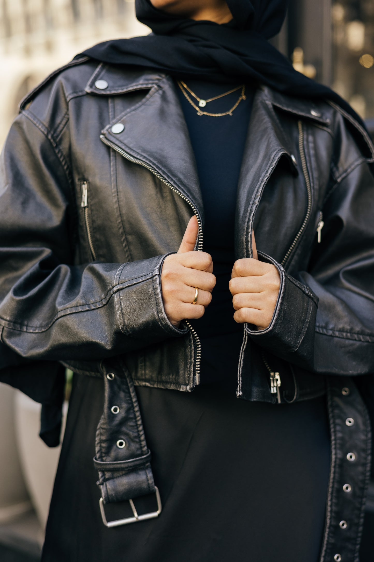 Short Black Leather Jacket