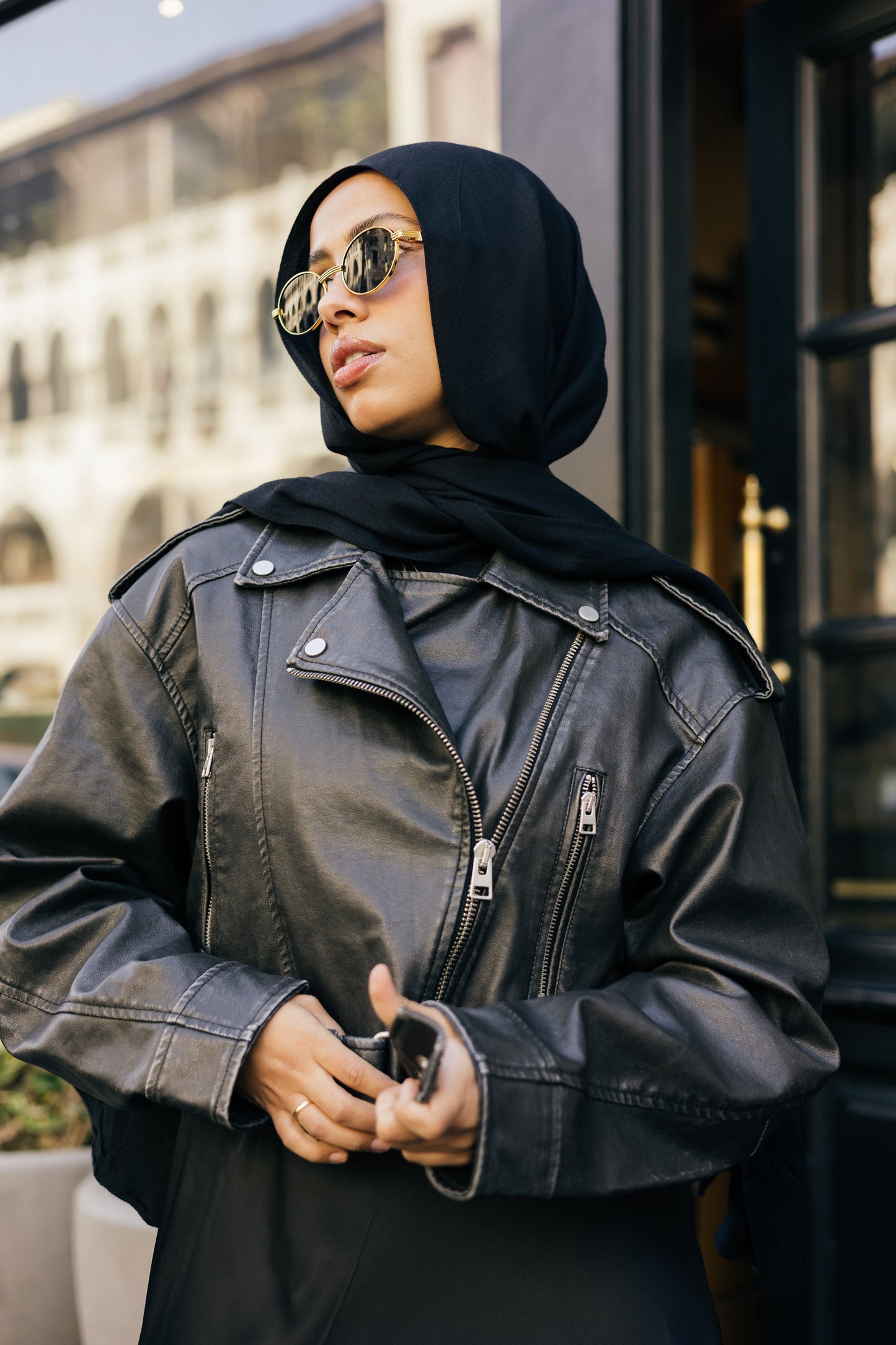 Short Black Leather Jacket
