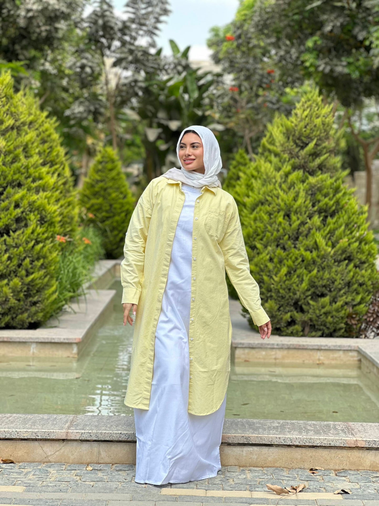 Linen cotton-shirt in ( yellow )