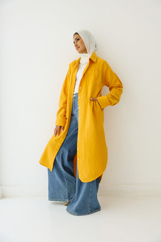 Linen cotton-shirt in ( vibrant orange )