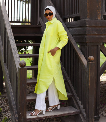 Yellow lemon linen shirt