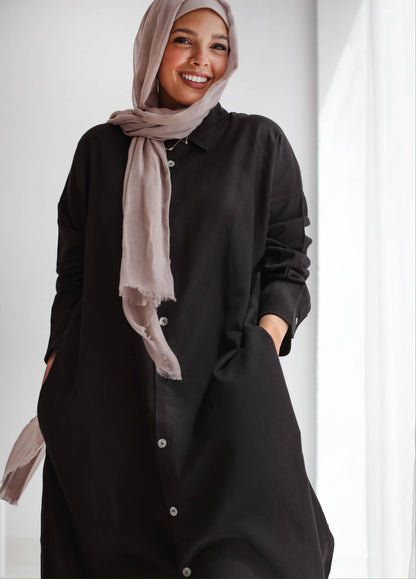 The LinenShirt dress (in black)