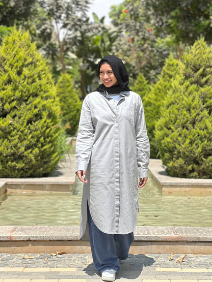 Linen cotton-shirt in ( grey )
