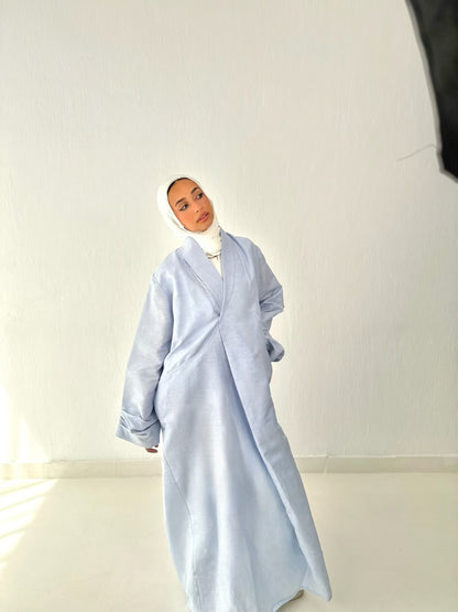 Luna Linen dress ( in baby blue )