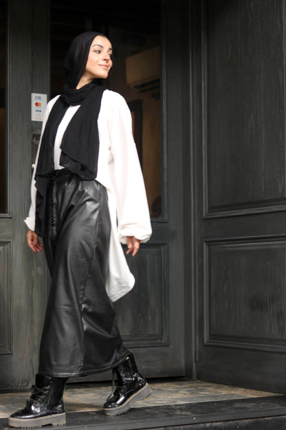 Black leather skirt
