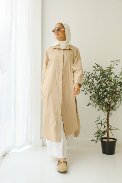 Wrapped oversized shirt ( beige )