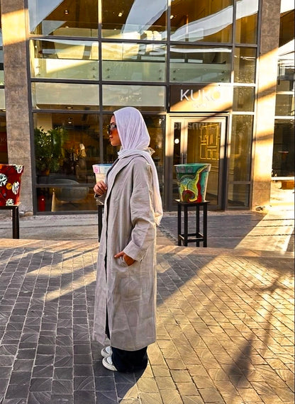 Wrapover linen cardigan ( grayish )