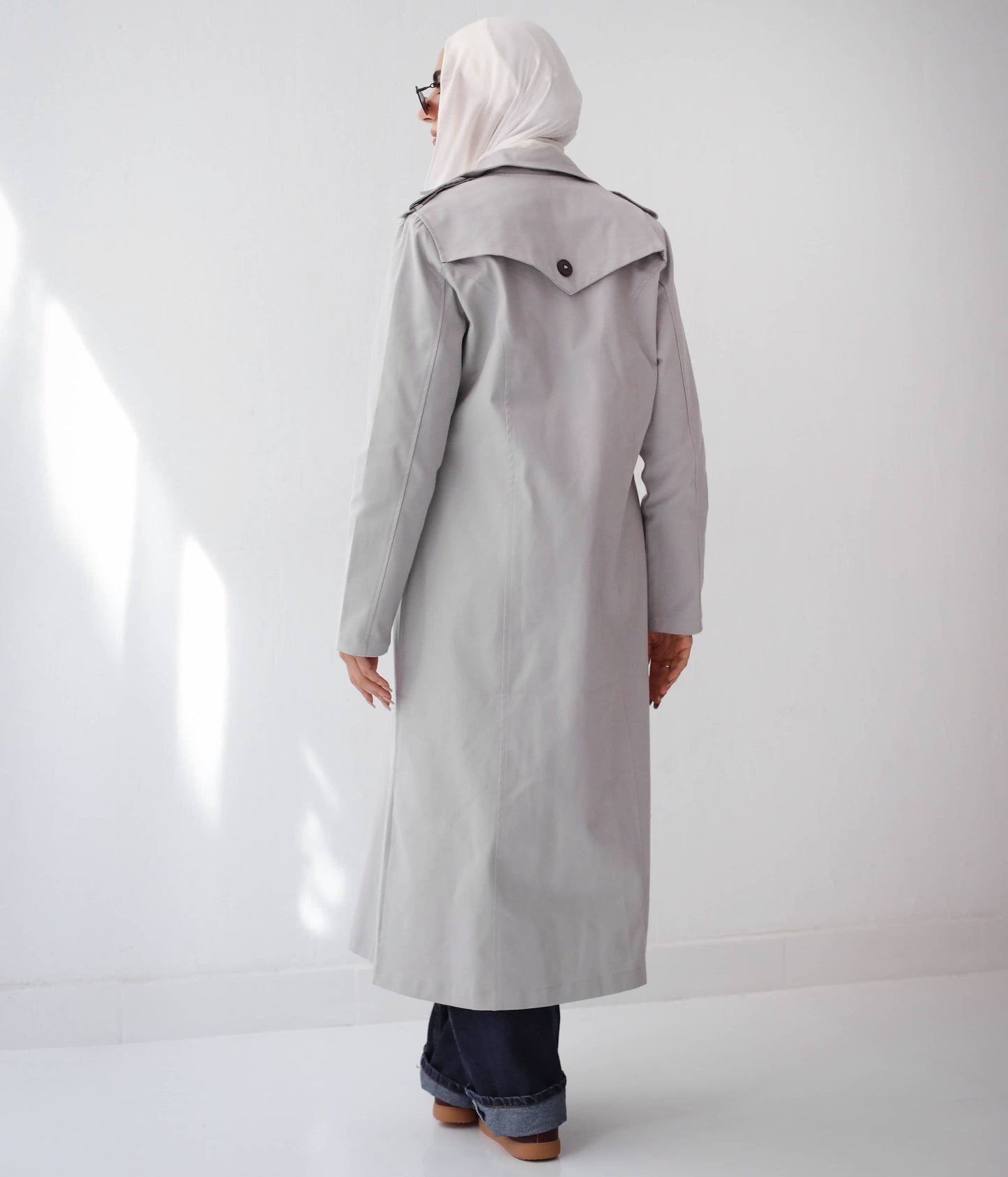 Cargo Trench Coat in Grey