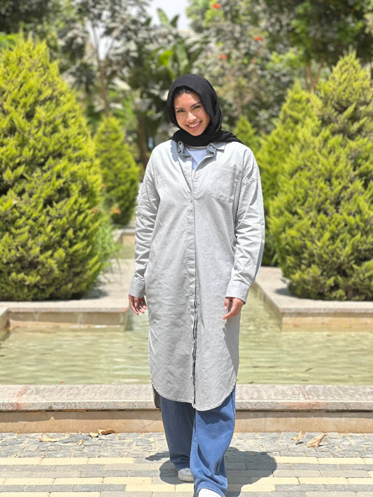 Linen cotton-shirt in ( grey )