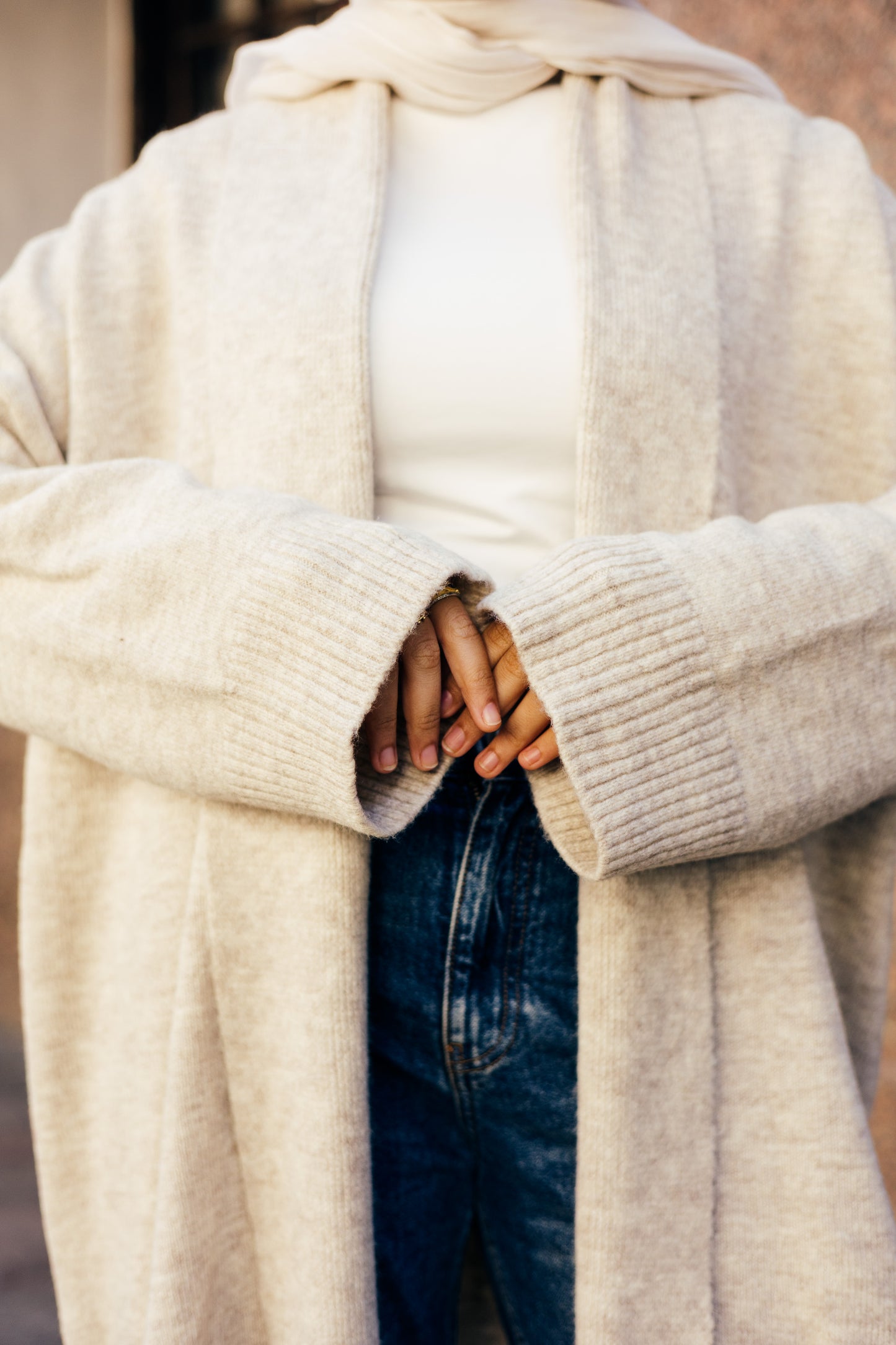Beige Oversized Cardigan