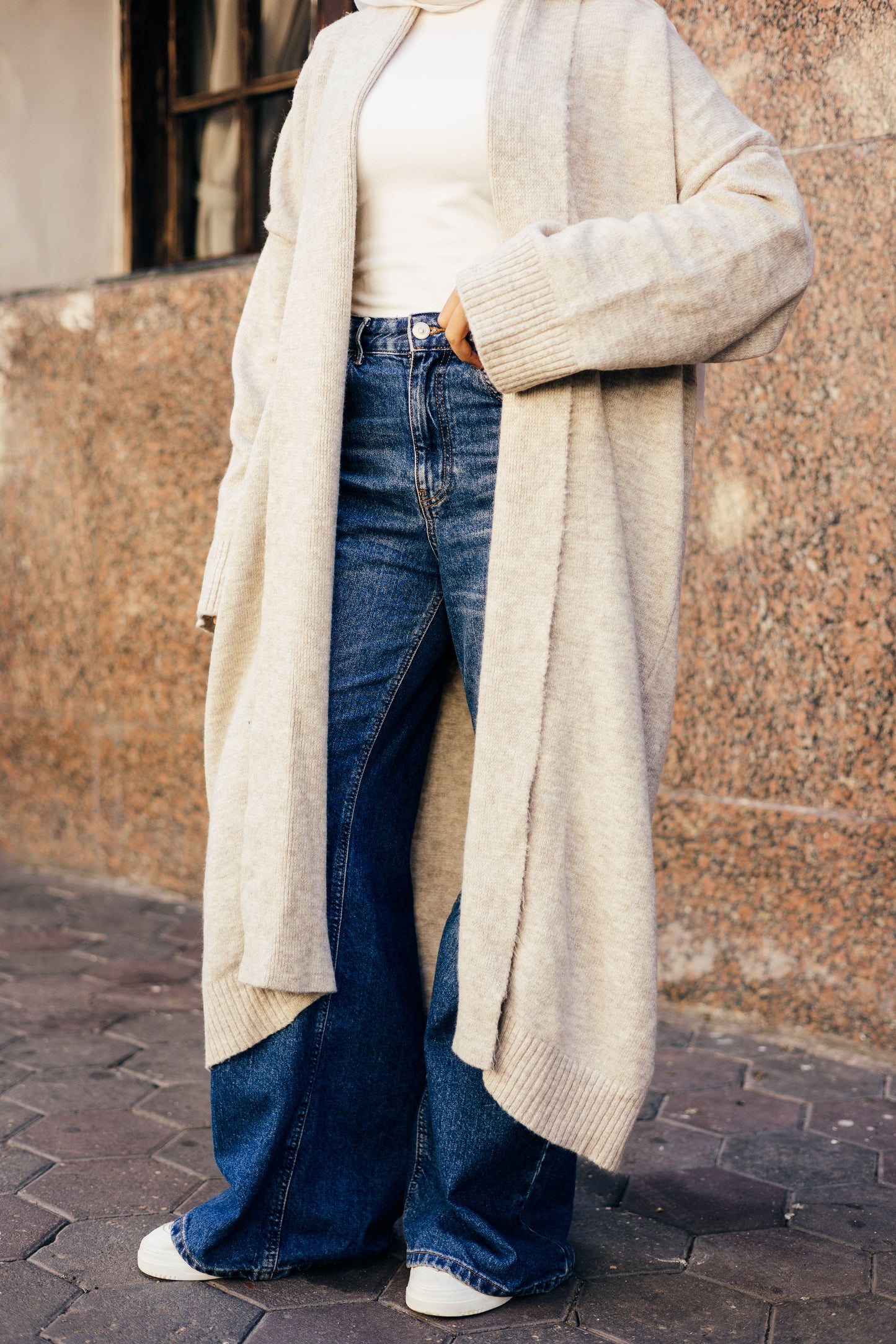 Beige Oversized Cardigan