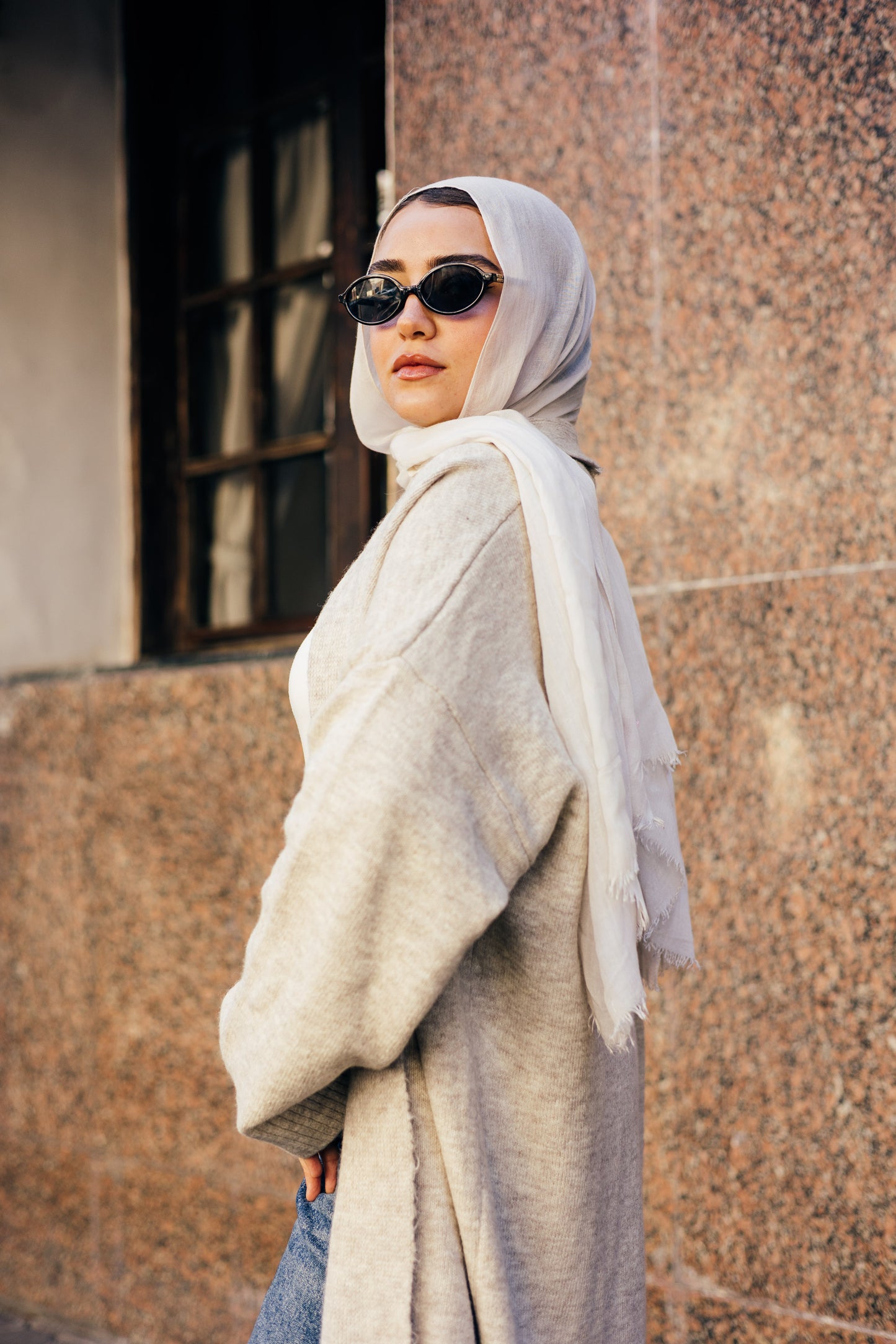 Beige Oversized Cardigan