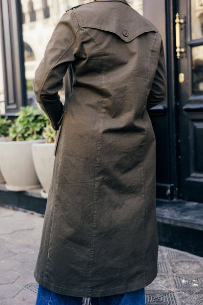 Cargo Trench Coat in Olive