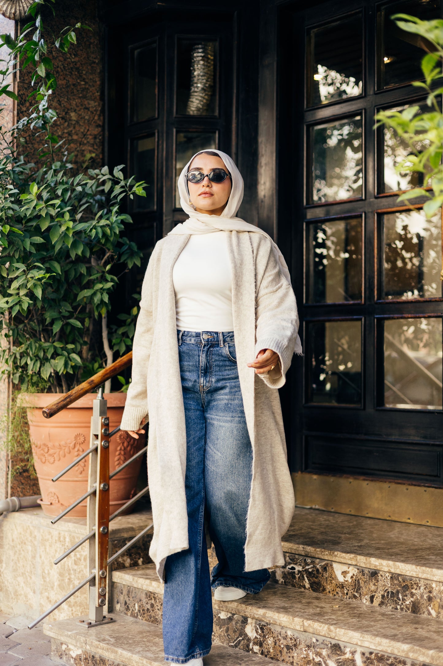 Beige Oversized Cardigan
