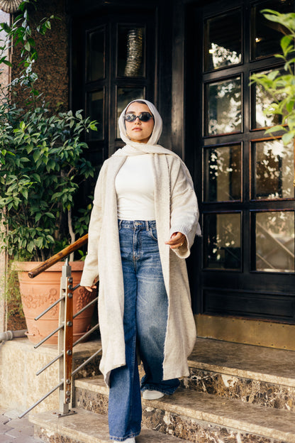 Beige Oversized Cardigan