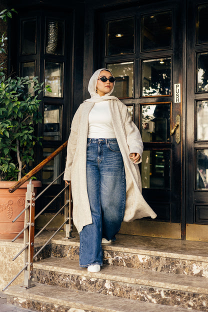 Beige Oversized Cardigan