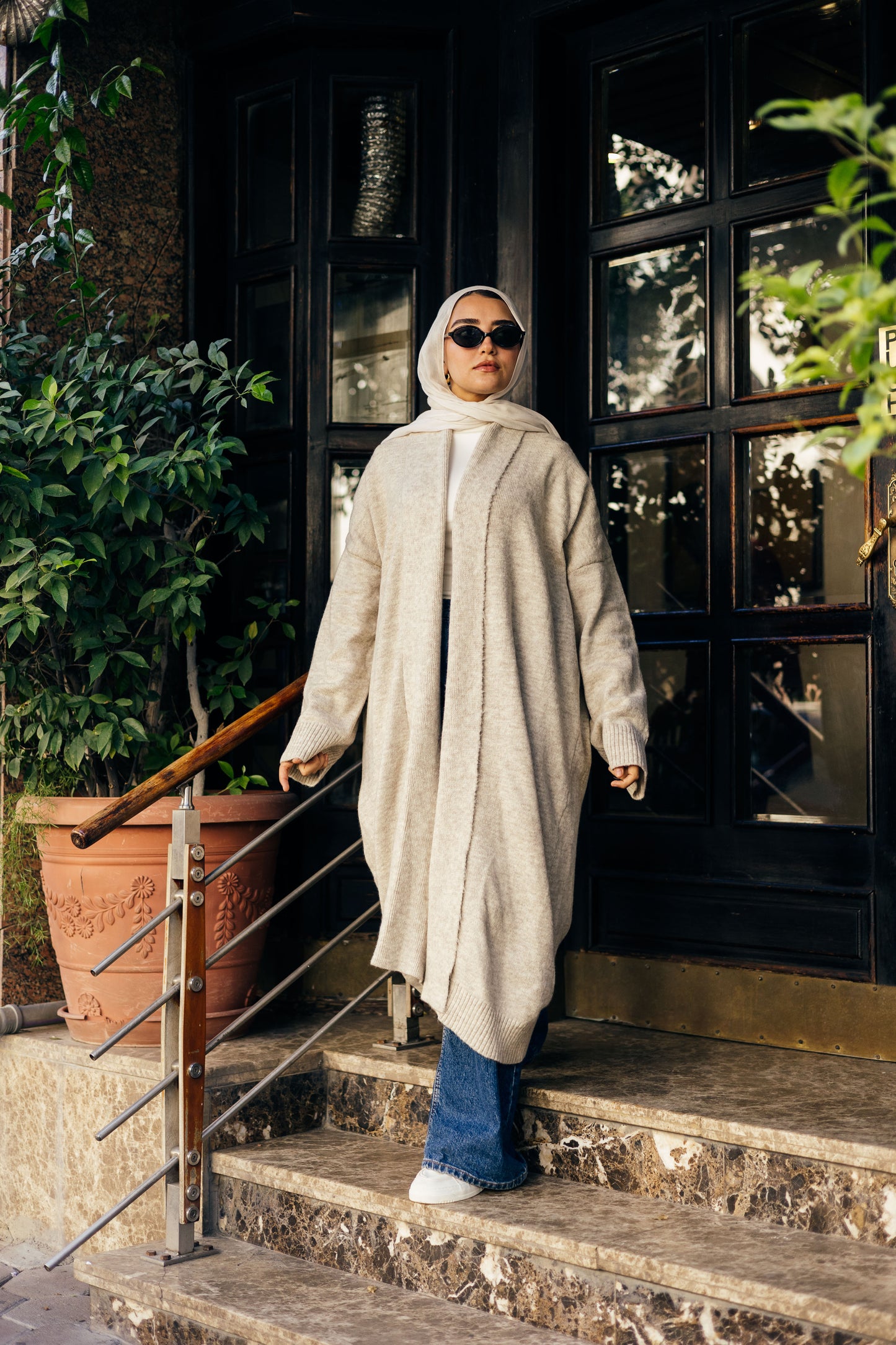 Beige Oversized Cardigan
