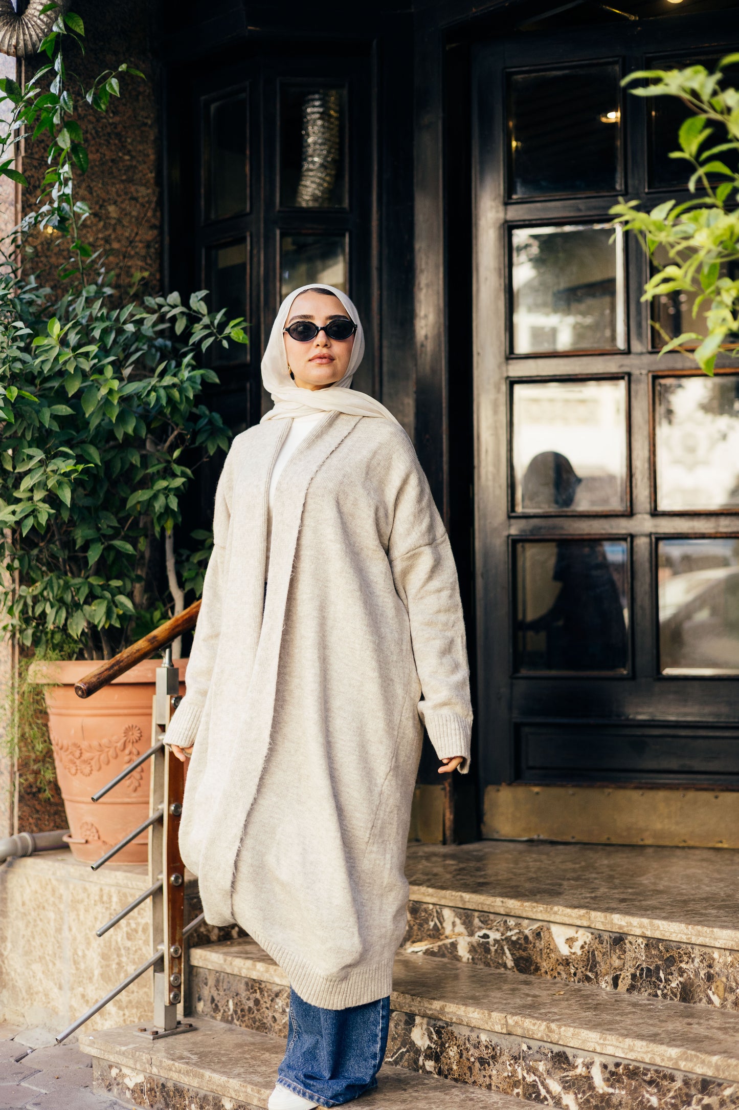 Beige Oversized Cardigan