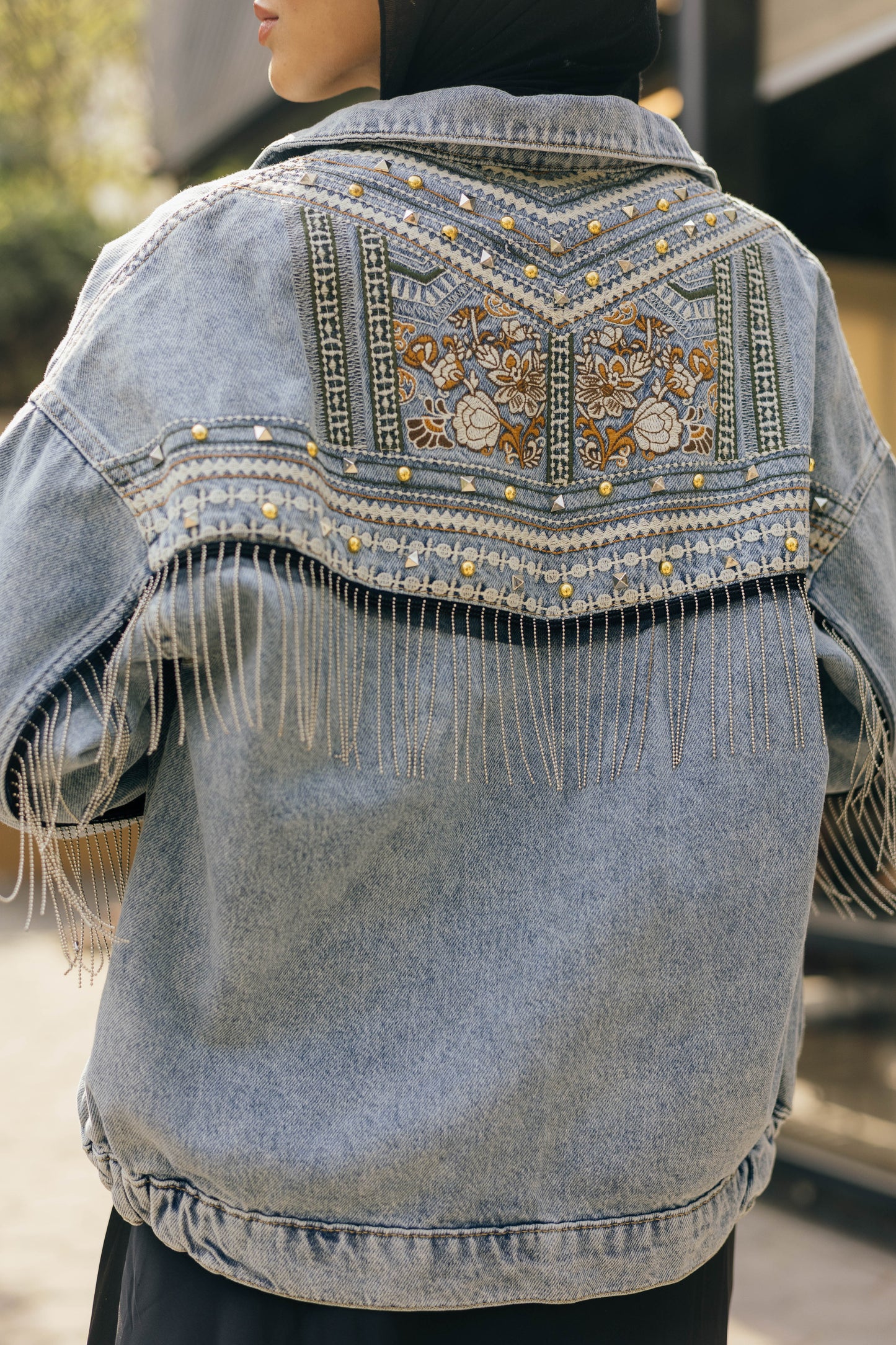 Boho Embroidered Denim Jacket