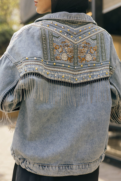 Boho Embroidered Denim Jacket